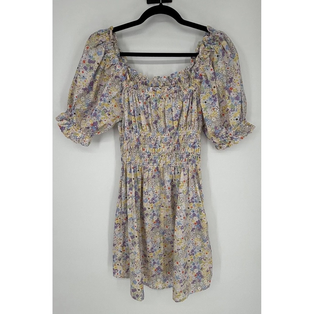 Levi's Dress Womens Large Verenne Floral Puff Sleeve Smocked Poplin Cottagecore
